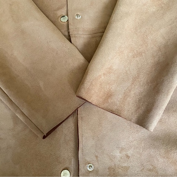 Zara Faux Suede Long Jacket Coat Brown - Picture 9 of 9